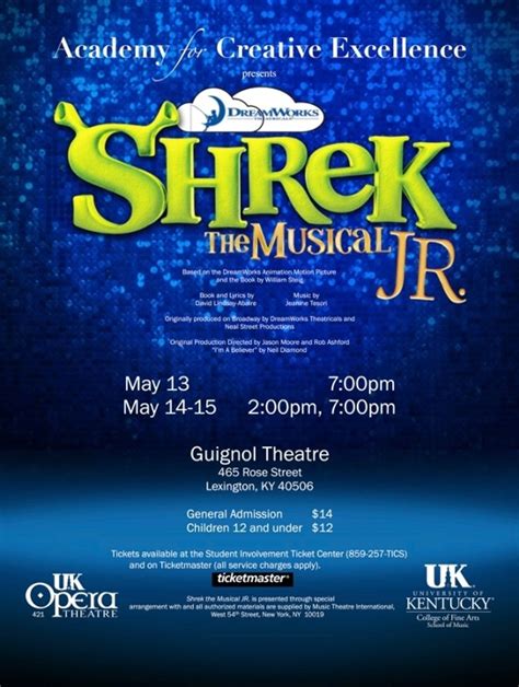 Shrek The Musical Jr Poster Theatre Artwork Promotion
