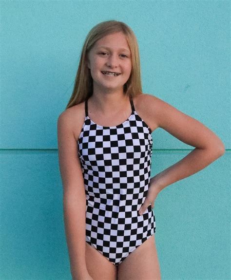 Tween Allie Checkered One Piece Girls Bathing Suits Cute One