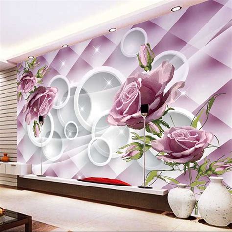 Spend $100 get $30 in rewards with store pickup! Photo Customize size 3D Rose Flowers Mural Wallpaper ...