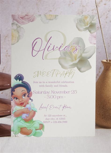 Customizable Princess And The Frog Tiana Birthday Invitations For Girls