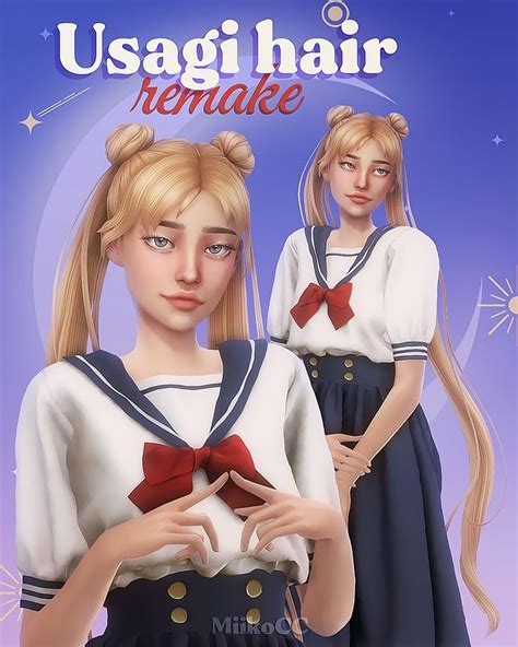 Miiko — Usagi Hair Remake Sims Hair Sims 4 Anime Sims 4
