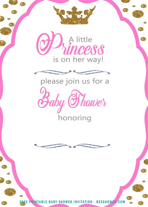 Free Polka Dot Princess Baby Shower Invitation Free Printable