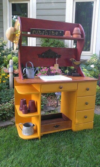 Fall Potting Table From Old Desk Old Sink Old Shelf