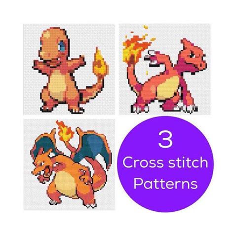 Starter 004 006 Cross Stitch Patterns Etsy Cross Stitch Pokemon Cross Stitch Stitch Patterns