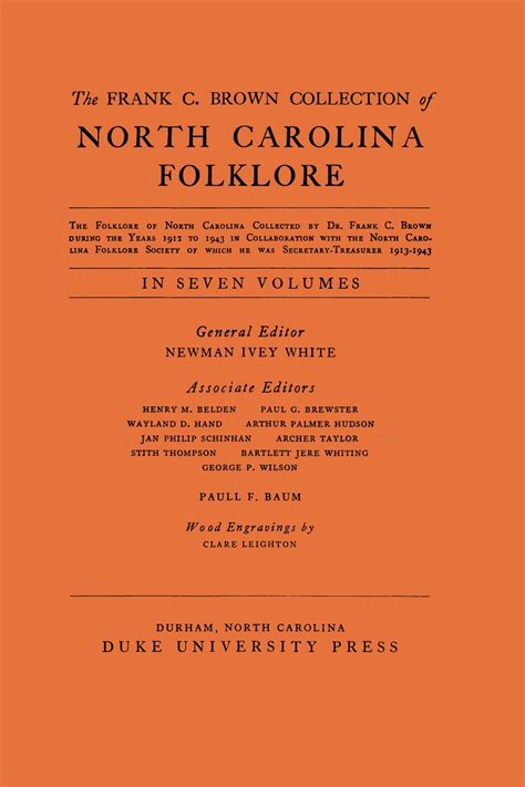 frank  brown collection  nc folklore vol