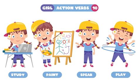 Action Verbs For Children Educação Vetor Premium
