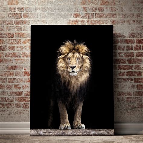 Glorious Lion Canvas Set African Lion Canvas Print Interior Etsy