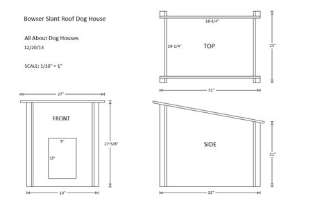 Front Side And Top View Of Bowser Dog House Dog House Plans Dog