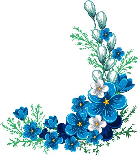 Forget Me Not Clipart Corner Border Blue Flower Border Png Free