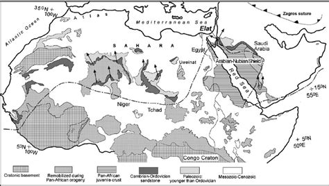 Simplified Geological Map Of North Africa And Arabia Showing