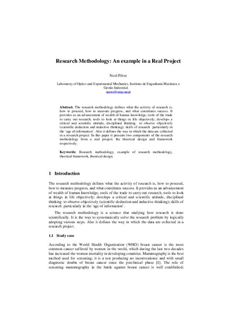 Example Of Methodology Paper