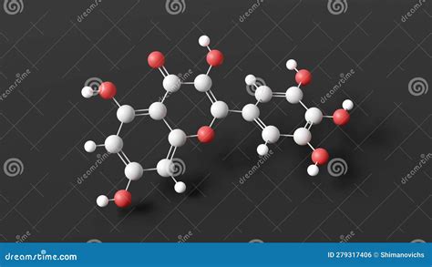 Myricetin Molecule Structural Chemical Formula Ball And Stick Model