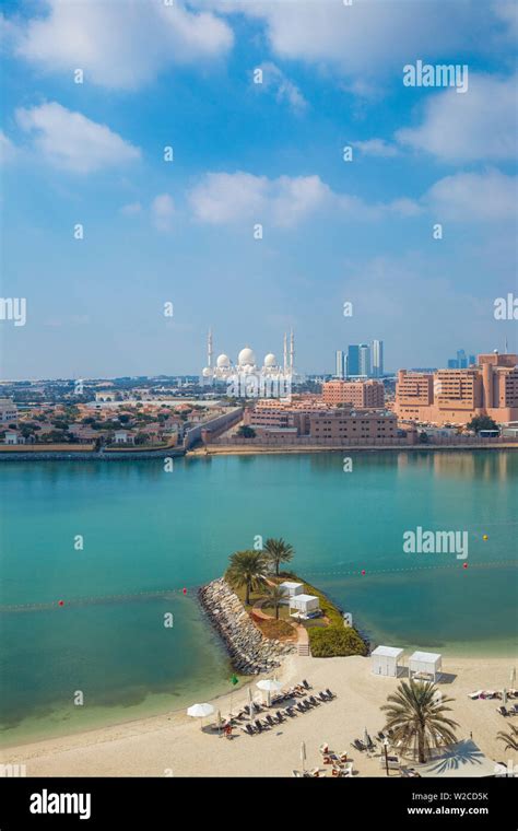 United Arab Emirates Abu Dhabi View Over Beach Towards Sheikh Zayed