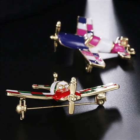 Alloy Airplane Brooch New Years T Pins Cute Plane Brooches For