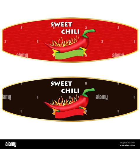 Sweet Chili Pepper Sauce Label Design Vector Illustration Stock Vector Image And Art Alamy