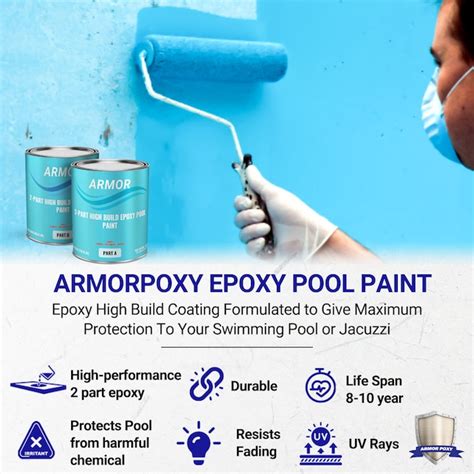 Armorpoxy Industrial Grade 2 Part Epoxy Pool Paint Satin White Epoxy