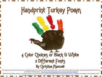 He who thanks but with the lips thanks but in part; Thanksgiving Turkey Handprint Poem and Keepsake | TpT