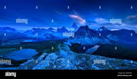 The Evening Of Mount Assiniboine Stock Photo Alamy