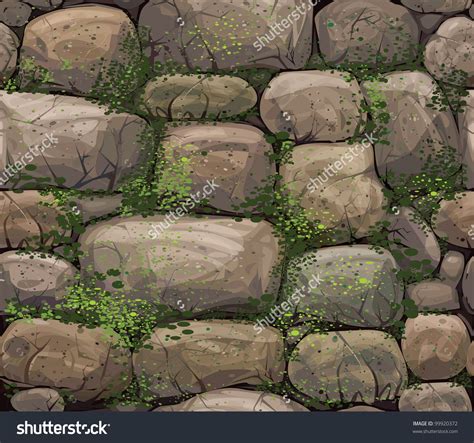 Vector Seamless Texture Stones Covered Moss Stock Vector Royalty Free