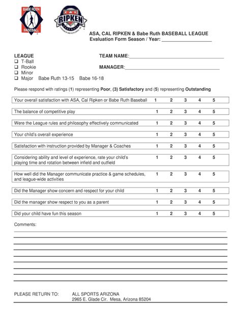 Softball Tryout Evaluation Form Fill Out And Sign Online Dochub