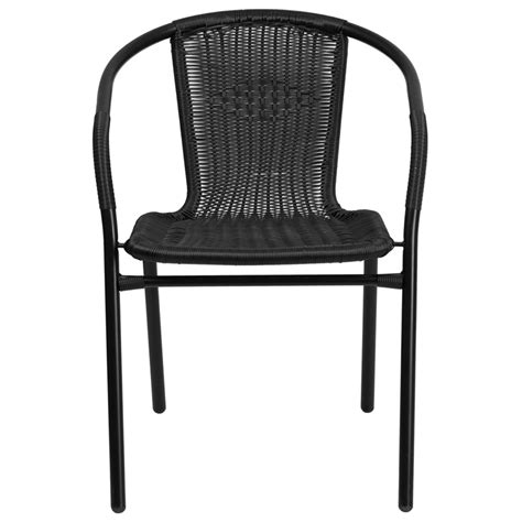 Flash furniture rattan stack chairs. Black Rattan Indoor-Outdoor Restaurant Stack Chair, TLH ...