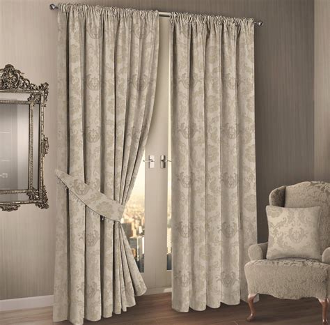 Our blackout window curtains are a denser alternative to your standard window curtain, blocking out most light and proudly featuring your favorite designs. DAMASK FLORAL DESIGN JACQUARD FULLY LINED CURTAINS CREAM ...