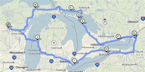 Route Map Great Lakes 2017