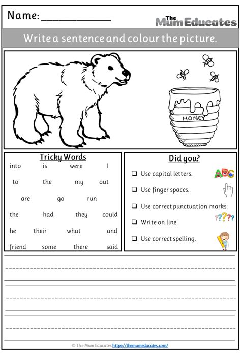 Free Simple Sentence Writing Picture Prompts For Kids The Mum Educates