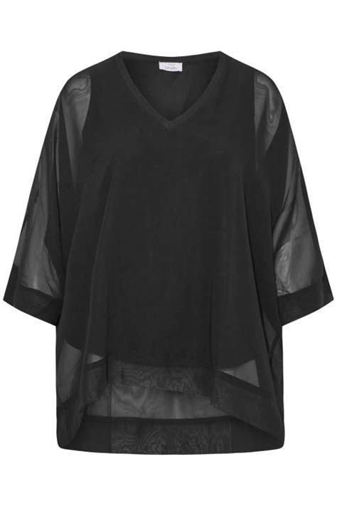 YOURS LONDON Chiffon Blouse Met V Hals In Zwart Yours Clothing