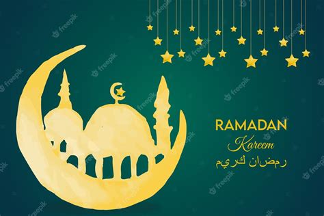 Premium Vector Watercolor Ramadan Kareem Background With Free Vector