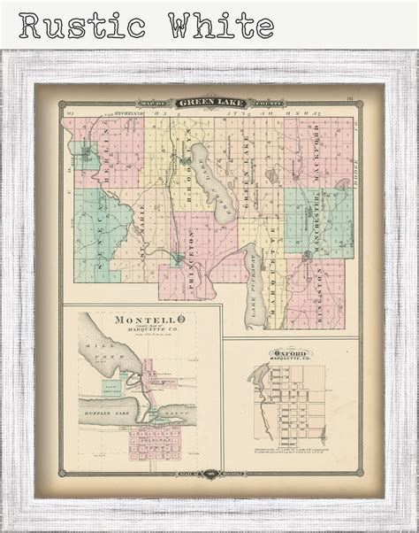 Green Lake County Wisconsin 1878 Map Replica Or Genuine Etsy