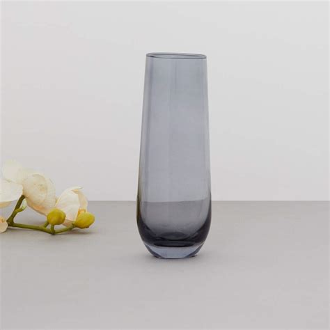 Home Centre Eadric Oval Glass Vase Grey