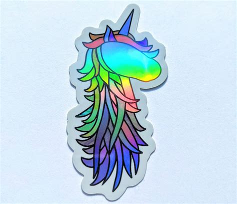 Holographic Rainbow Unicorn Sticker Etsy