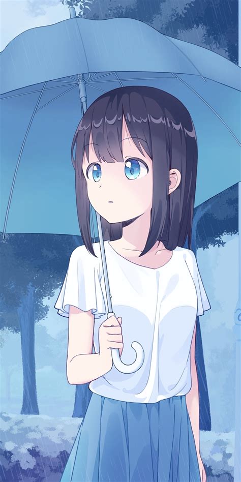 Download 1080x2160 Wallpaper Anime Girl Cute With Umbrella Art Honor 7x Honor 9 Lite Honor