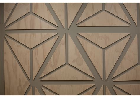 Geometric Wall Plywood Shapes Grain Highlighted By Grey Negative