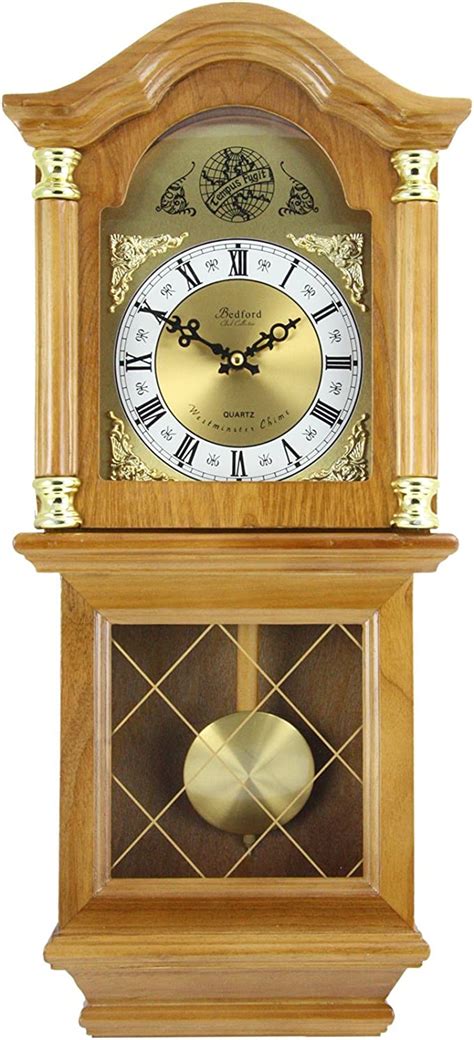 Bedford Clock Collection Classic Chiming Wall Clock With Swinging