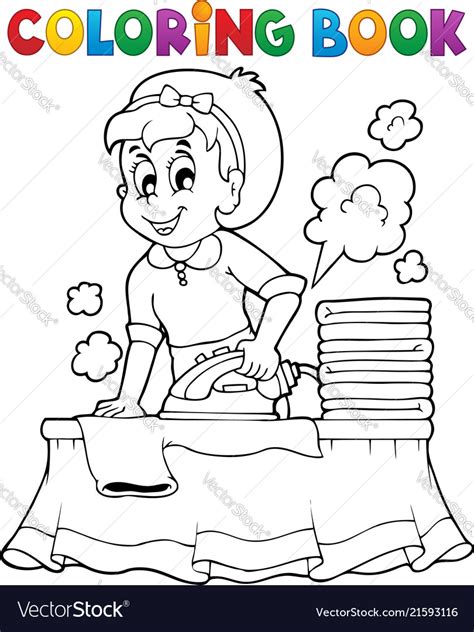Coloring Book With Housewife 1 Royalty Free Vector Image