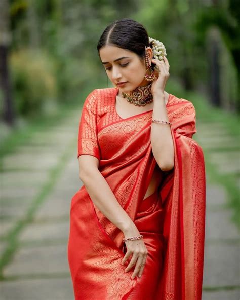 Red Colour Kanchipuram Silk Saree Bollywood Style Saree Party Etsy