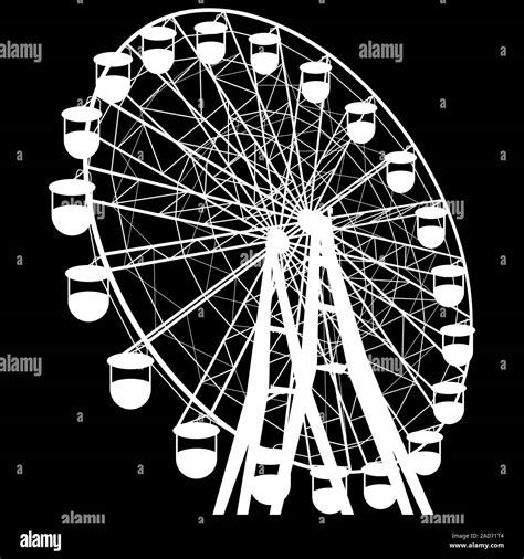 Silhouette Atraktsion Colorful Ferris Wheel Vector Illustration Stock