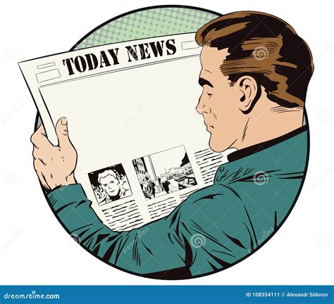 Man Is Reading Newspaper Place For Your Title Stock Illustration Stock Vector Illustration