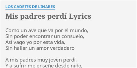 Mis Padres PerdÍ Lyrics By Los Cadetes De Linares Como Un Ave Que