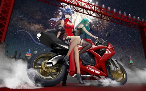 3840x2400 anime girls bike ride evening 5k 4k hd 4k wallpapers images backgrounds photos and