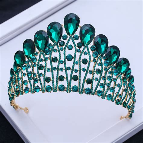 big european royal blue silver crown golden rhinestone imitation queen style tiara super large