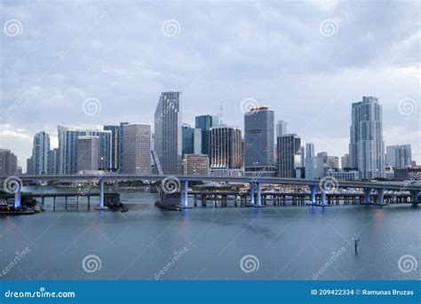 Miami Downtown Skyline At Dusk Stock Photo Image Of America