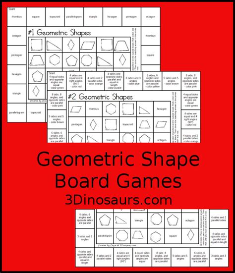 Learning Games With Geometric Shapes Board Games 3 Dinosaurs