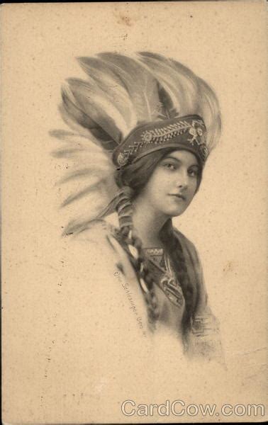 Woman In Native Headdress Native Americana