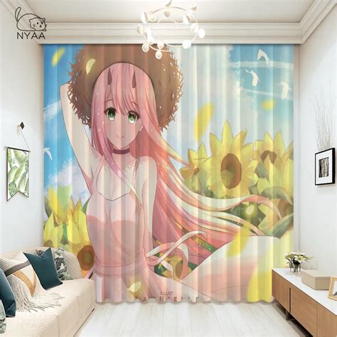 Popular Anime Curtains For Window Zero Two Finished Drapes Window