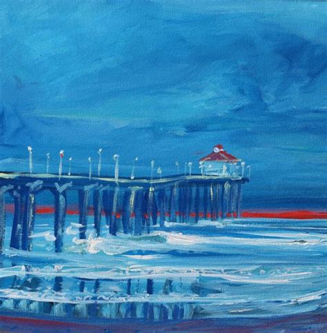 Original Acrylic Painting Of Manhattan Beach Pier Painting Acrylic