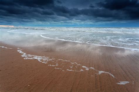 Stormy Sky Over North Sea Coast Stock Photo Image Of Reflect Blue