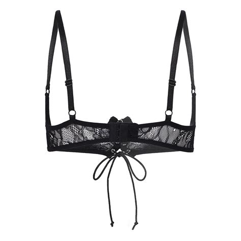 Sexy Women 2pcs See Through Lingerie Set Open Cup Bra Top With Crotchless Thong Ebay